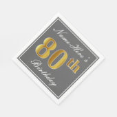 グレエレガントー、フェイク金ゴールド80番目の誕生日、名前をカスタムする スタンダードランチョンナプキン (角)