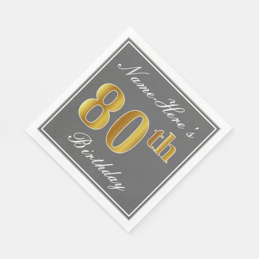 グレエレガントー、フェイク金ゴールド80番目の誕生日、名前をカスタムする スタンダードランチョンナプキン (角)
