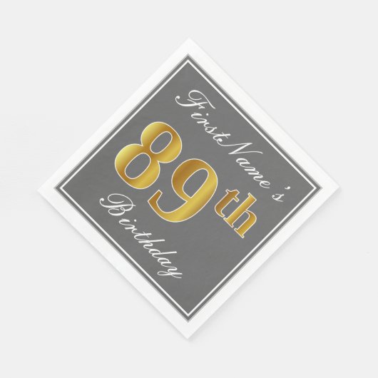グレエレガントー、フェイク金ゴールド89番目の誕生日、名前をカスタムする スタンダードランチョンナプキン (角)