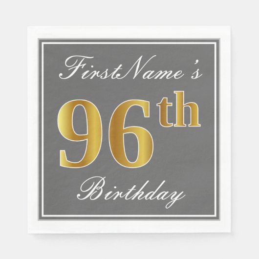 グレエレガントー、フェイク金ゴールド96番目の誕生日、名前をカスタムする スタンダードランチョンナプキン (正面)