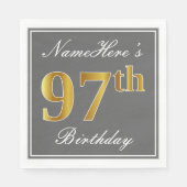 グレエレガントー、フェイク金ゴールド97番目の誕生日、名前をカスタムする スタンダードランチョンナプキン (正面)