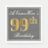 グレエレガントー、フェイク金ゴールド99誕生日、名前をカスタムする スタンダードランチョンナプキン (正面)