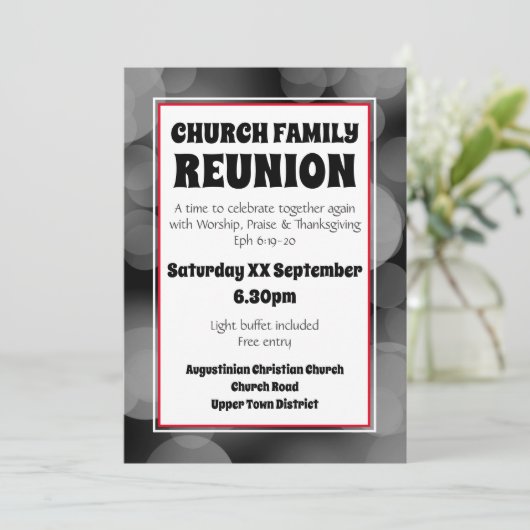 グレカスタマイズー《写真》ぼけ味教会懇親会 招待状 (スタンド正面)