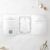 グレクラシックイフランスのビクトリアンフローラ結婚ズ 三つ折り招待状 (内部)