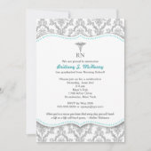 グレクラシックー&ターコイズナースの卒業ピン止め 招待状 (正面)