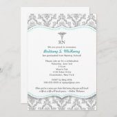 グレクラシックー&ターコイズナースの卒業ピン止め 招待状 (正面/裏面)