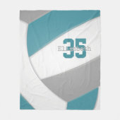 グレクールーとホワイトすごいサイズのバレーボール フリースブランケット (正面)