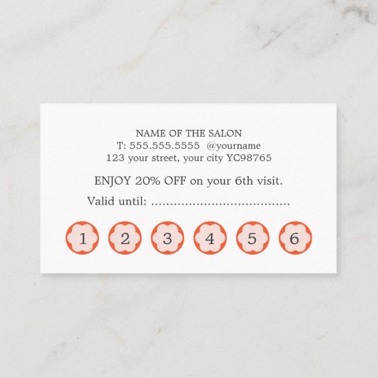 グレクールーエレガントパステルサークルはっきりしたサロン ロイヤリティカード (裏面)