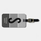 グレクールーストライプブラックはっきりしたモノグラム ラゲッジタグ (正面横)