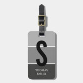 グレクールーストライプブラックはっきりしたモノグラム ラゲッジタグ (正面縦)