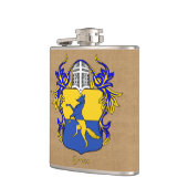 グレコヘラルディックシールド、ヘルムとマントル フラスク (左)