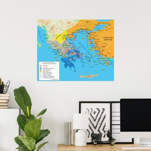 グレコペルシア戦争の間のギリシャ世界の地図 ポスター (ホームオフィス)
