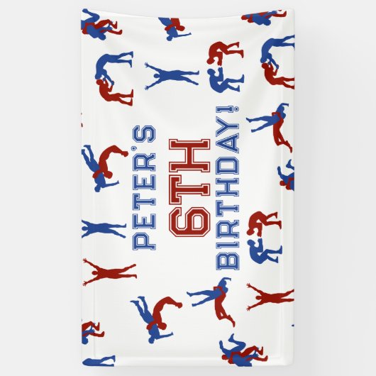 グレコローマンフリースタイルレスリング子供の誕生日 横断幕 (縦)
