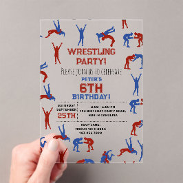 グレコローマンフリースタイルレスリング誕生日パーティー アクリル招待状