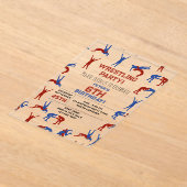 グレコローマンフリースタイルレスリング誕生日パーティー アクリル招待状 (レイダウン)