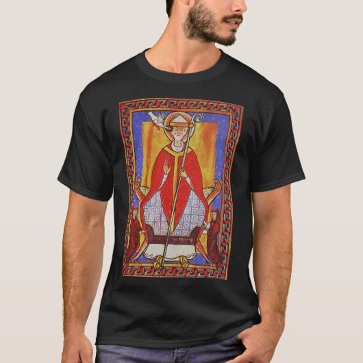 グレゴリウス1世の聖像をモチーフにした中世イラスト Tシャツ (正面)