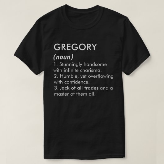 グレゴリー名、編集可能な名前、カスタム名 Tシャツ (デザイン正面)