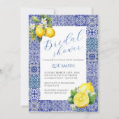 グレシアンブルーとレモンブライダルシャワーの招待状 招待状 (正面)
