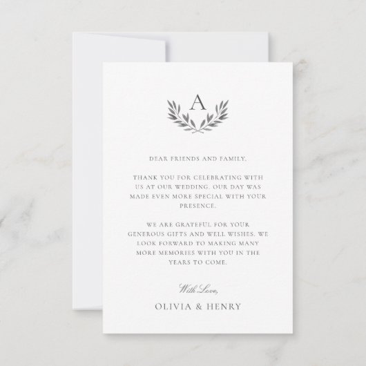 グレシンプルイエレガントモノグ結婚ラムの写真 サンキューカード (裏面)