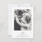 グレシンプルーエレガントモノグラム結婚の2枚の写真 サンキューカード (正面)