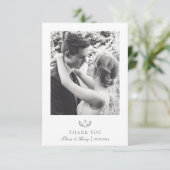 グレシンプルーエレガントモノグラム結婚の2枚の写真 サンキューカード (スタンド正面)