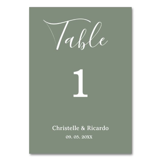 グレシンプルー結婚セージの筆跡 テーブルナンバー (正面)