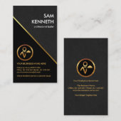 グレスタイリッシューグランジ金ゴールドラインプロフェッショナルバトラー 名刺 (正面/裏面)