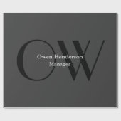 グレスタイリッシューユニークブラックモノグラム ラッピングペーパー (フラット)