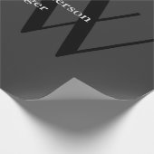 グレスタイリッシューユニークブラックモノグラム ラッピングペーパー (角)