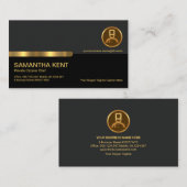 グレスタイリッシュー·ブラック·レイヤー·ストライプ金ゴールド·プライベート·シェフ 名刺 (正面/裏面)