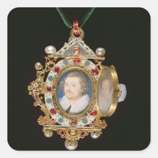 グレスリー・ジュエルとサーのミニチュアポートレート スクエアシール (正面)