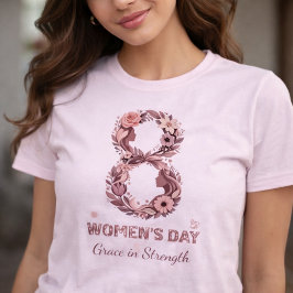 グレス・イン・ストレングス 国際女性デー フローラル 3月8日 Tシャツ
