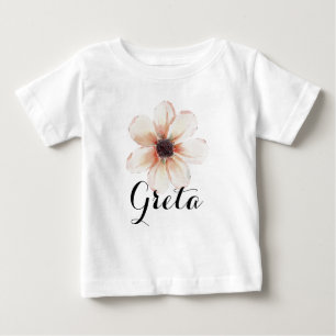グレタ名前の赤ちゃん女の子が新しいピンクの花を発表 ベビーTシャツ