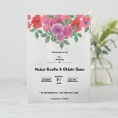 グレッドとレッドの花の結婚発表 招待状 (スタンド正面)