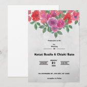 グレッドとレッドの花の結婚発表 招待状 (正面/裏面)