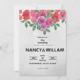 グレッドと赤の花の結婚発表 招待状