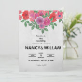 グレッドと赤の花の結婚発表 招待状 (スタンド正面)