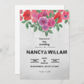 グレッドと赤の花の結婚発表 招待状 (正面/裏面)