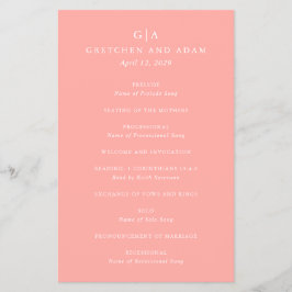 グレッヘンコーラルピンクエレガントな結婚式プログラム チラシ