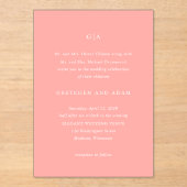 グレトチェンコーラルピンクエレガントな結婚式 アクリル招待状 (正面)