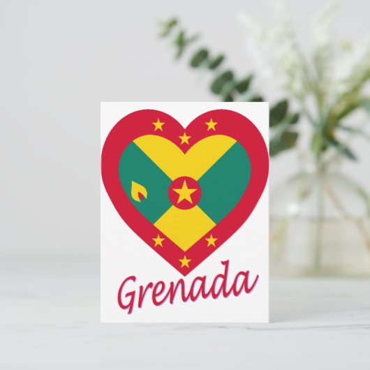 グレナダの国旗のハート ポストカード (スタンド正面)