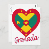 グレナダの国旗のハート ポストカード (正面/裏面)