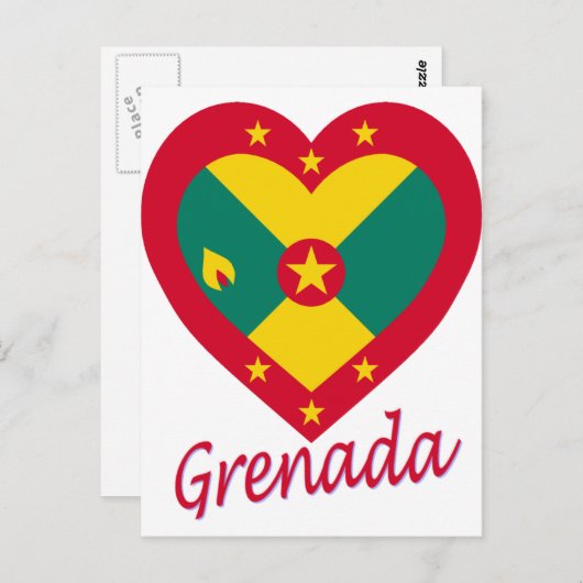 グレナダの国旗のハート ポストカード (正面/裏面)