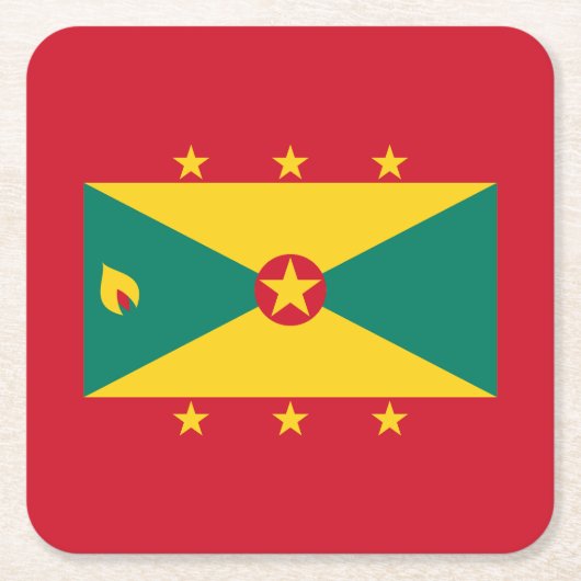グレナダの国旗 スクエアペーパーコースター (正面)