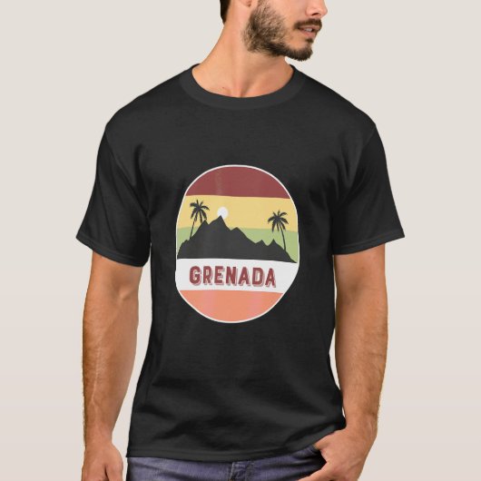 グレナダの山とヤシの木 Tシャツ (正面)