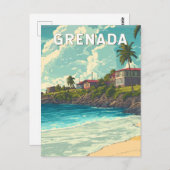 グレナダイラストレーショントラベルアートヴィンテージ ポストカード (正面/裏面)