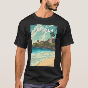 グレナダイラストレーショントラベルアートヴィンテージ Tシャツ