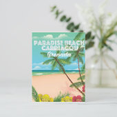 グレナダパラダイスビーチ車馬旅行ポスター ポストカード (スタンド正面)
