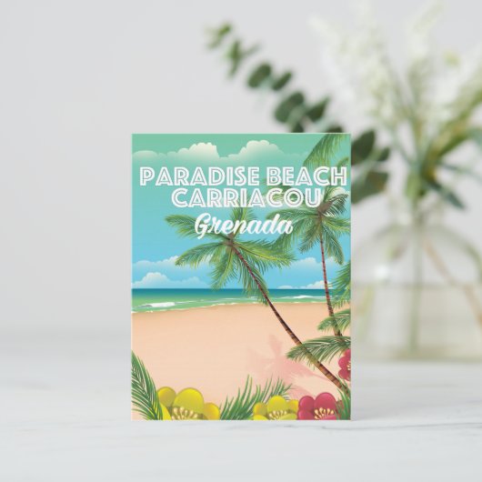 グレナダパラダイスビーチ車馬旅行ポスター ポストカード (スタンド正面)