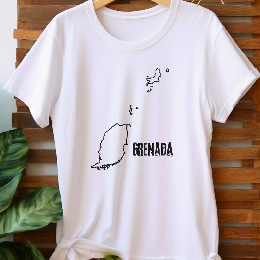 グレナダ国の地図アウトライングレナダ縁どン線 Tシャツ